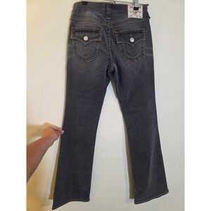 True Religion Becca Mid Rise Bootcut Jeans Gray‎ Faded Wash Size 27 Whiskering